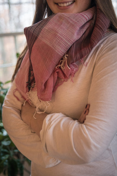 Pink handwoven cotton scarf