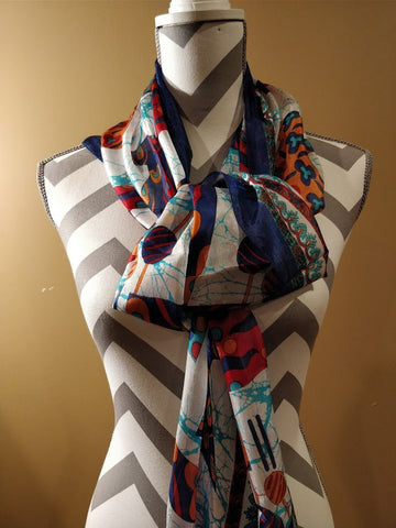 100% pure printed Kashmiri silk scarf - Rectangular