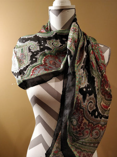 100% pure printed Kashmiri silk scarf - Rectangular