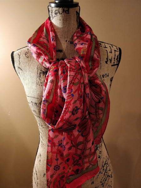 100% pure printed Kashmiri silk scarf - Rectangular