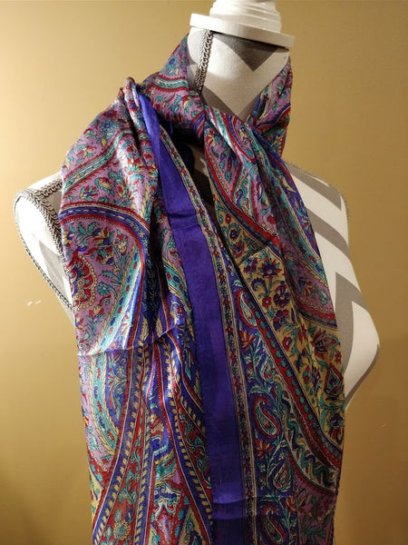 100% pure printed Kashmiri silk scarf - Rectangular