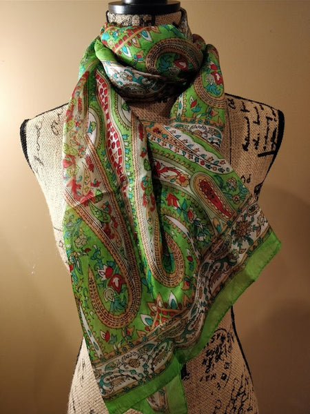 100% pure printed Kashmiri silk scarf - Rectangular