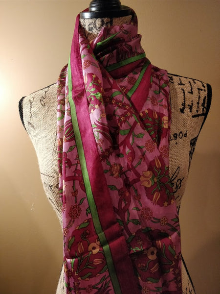 100% pure printed Kashmiri silk scarf - Rectangular