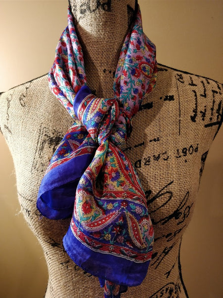 100% pure printed Kashmiri silk scarf - Square