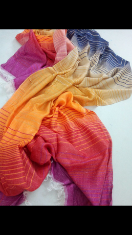 BRIGHT COL MULTI STRIPE ,SATIN WEAVE