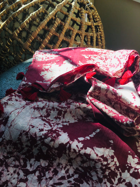 Cotton Silk Batik - Red and White