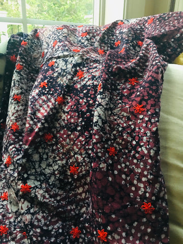 Cotton Silk Handpainted Batik - Red