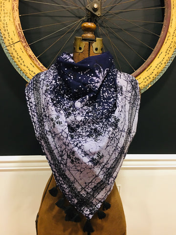 Cotton jacquard embroidered batik square scarf