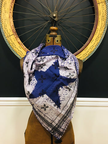 Cotton embroidered batik square scarf