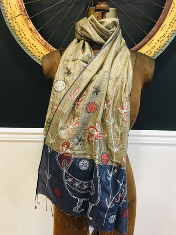 Handpainted silk scarf