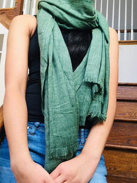Large Poly Wool Scarf - Green