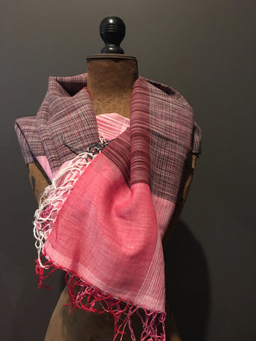 Pink handwoven cotton scarf