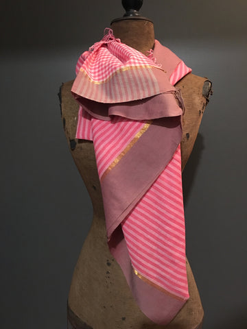 Handwoven pink striped scarf