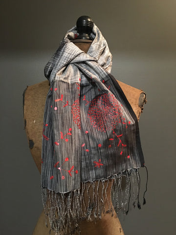 Handpainted grey scarf