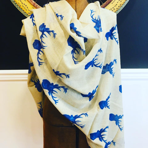 Pure Wool - Blue reindeer motif